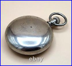 Antique Waltham Wm. Ellery 11 Jewels 18 Size Pocket Watch Heavy Silveroid Case