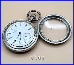 Antique Waltham Wm. Ellery 11 Jewels 18 Size Pocket Watch Heavy Silveroid Case