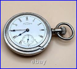 Antique Waltham Wm. Ellery 11 Jewels 18 Size Pocket Watch Heavy Silveroid Case