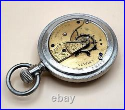 Antique Waltham Wm. Ellery 11 Jewels 18 Size Pocket Watch Heavy Silveroid Case