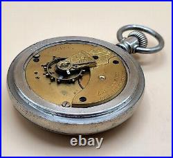 Antique Waltham Wm. Ellery 11 Jewels 18 Size Pocket Watch Heavy Silveroid Case
