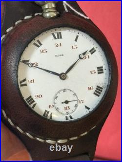 Antique Watch Pocket Watch Mechanical Swiss Rode Co Leather Case Men's Rare Old