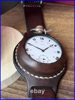 Antique Watch Pocket Watch Mechanical Swiss Rode Co Leather Case Men's Rare Old