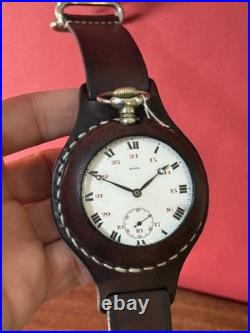 Antique Watch Pocket Watch Mechanical Swiss Rode Co Leather Case Men's Rare Old