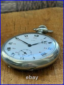 Antique Watch Pocket Watch Mechanical Swiss Rode Co Leather Case Men's Rare Old
