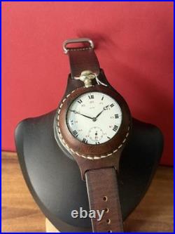 Antique Watch Pocket Watch Mechanical Swiss Rode Co Leather Case Men's Rare Old