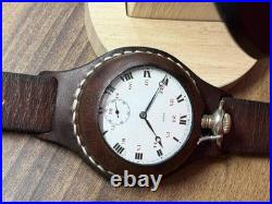 Antique Watch Pocket Watch Mechanical Swiss Rode Co Leather Case Men's Rare Old