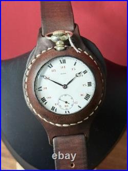 Antique Watch Pocket Watch Mechanical Swiss Rode Co Leather Case Men's Rare Old