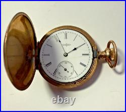Antique Working 1887 Elgin Hunting Pocket Watch 6S 7J Champion 10k GF Case