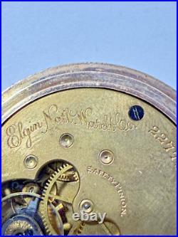 Antique Working 1887 Elgin Hunting Pocket Watch 6S 7J Champion 10k GF Case