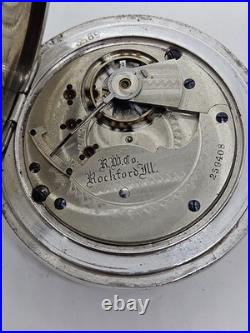 Antique Working 1887 ROCKFORD Coin Silver Victorian Gents 11J Pocket Watch 18s