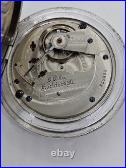 Antique Working 1887 ROCKFORD Coin Silver Victorian Gents 11J Pocket Watch 18s