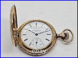 Antique Working 1919 ELGIN Ladies 15J Gold GF Victorian Full Hunter Pocket Watch