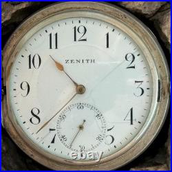 Antique Zenith Pocket Watch Mechanical Swiss Silver 800 Grand Prix Breguet Rare