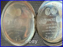 Antique Zenith Pocket Watch Mechanical Swiss Silver 800 Grand Prix Breguet Rare