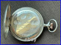 Antique Zenith Pocket Watch Mechanical Swiss Silver 800 Grand Prix Breguet Rare