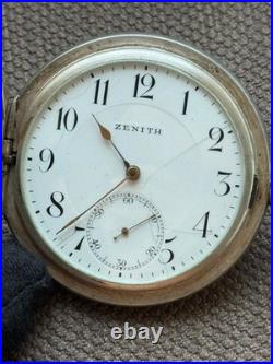 Antique Zenith Pocket Watch Mechanical Swiss Silver 800 Grand Prix Breguet Rare