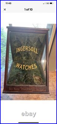 Antique countertop Mercantile Ingersoll Pocket Watch Display Case