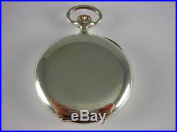 Antique early 1900s 52mm Ulysse Nardin Swiss pocket watch. Beautiful silver case