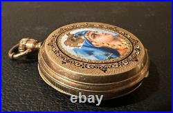 Antique enameled Hunter Case Pocket Watch case 10k solid gold 40mm (case only)