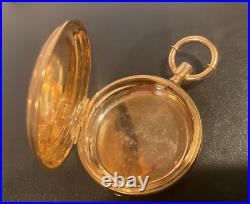 Antique enameled Hunter Case Pocket Watch case 10k solid gold 41mm (case only)