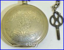 Antique full hunter silver hand engraved case pocket watch, for Ottoman market