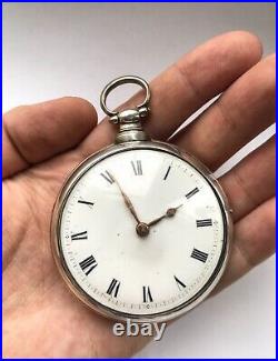 Antique georgian Verge Fusee Silver Pair Cased Pocket Watch