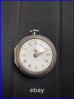 Antique pair case repousse verge fusee pocket watch c. 1782 Josephson London runs
