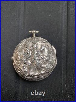 Antique pair case repousse verge fusee pocket watch c. 1782 Josephson London runs