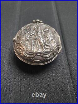 Antique pair case repousse verge fusee pocket watch c. 1782 Josephson London runs