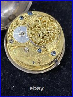 Antique pair case repousse verge fusee pocket watch c. 1782 Josephson London runs