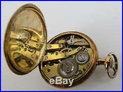 Antique plojoux geneve Swiss watch 14k case with enamel floral motif running
