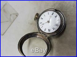 Antique silver pair cased fusee verge T. Washbourne pocket watch c1750 ref1008