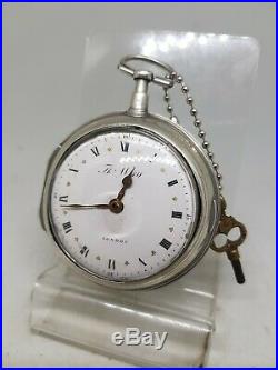 Antique silver pair cased fusee verge Th. WHITT London pocket watch c1820 ref801