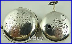 Antique silver pair cased verge pocket watch Richardson London HM1780 WORKING