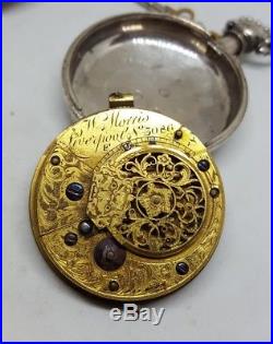 Antique silver paired cased fusee verge W. MORRIS pocket watch 1835 project