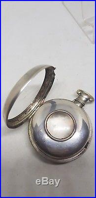 Antique silver verge fusee pair cased Birmingham pocket watch 1812 case ref221