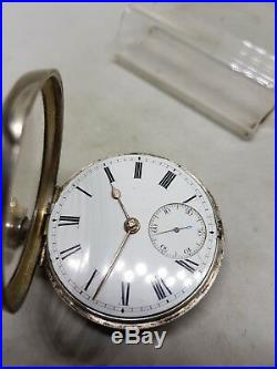 Antique solid silver fusee pair cased London pocket watch 1884 working ref301