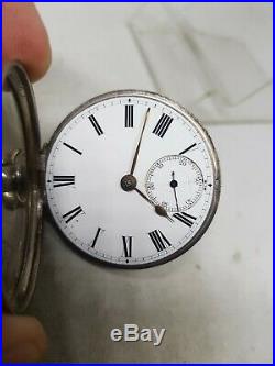 Antique solid silver pair cased fusee Chester pocket watch 1884 working ref877