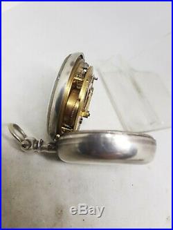 Antique solid silver pair cased fusee Chester pocket watch 1884 working ref877