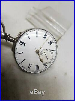 Antique solid silver pair cased fusee London pocket watch 1863 working ref876