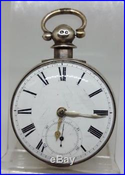 Antique solid silver paired cased fusee H. JACKSON pocket watch 1864 working