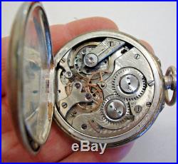 Antique white metal cased triple dial moon phase pocket watch 15 jewels