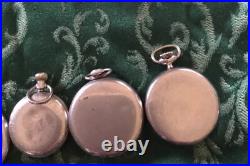 Antq&Vntg Pocket Watch Collec. Lot 11 inHandmade Display Case 10Wx7Lx4D/Read