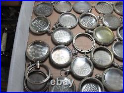 Approx 40 partial 16 size silveroid pocket watch cases. Mostly for US watches/