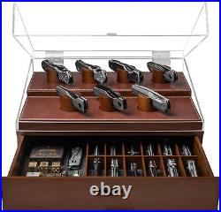 Armory Pro Premium Wooden Pocket Knife Display Case for 20 to 30 Knives Walnut