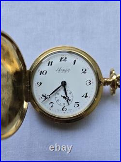 Arnex 17 Jewels Full Hunter Yellow Gold Vintage Customized Pocket Watch