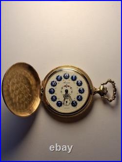 Arnex Swiss Enamel on Gilt Metal Manual-Wind Pocket Watch, 10s, 17j RUNS
