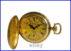 Arnex Swiss Pocket Watch Unitas 6498 17J Manual Wind Vintage Cast Relief Case