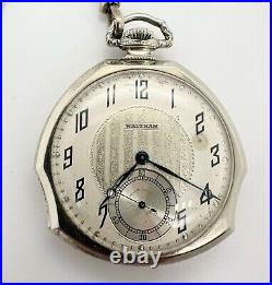 Art Deco 12s Waltham Pocket Watch with Knife & Chain 14k Gold Filled Patented Case